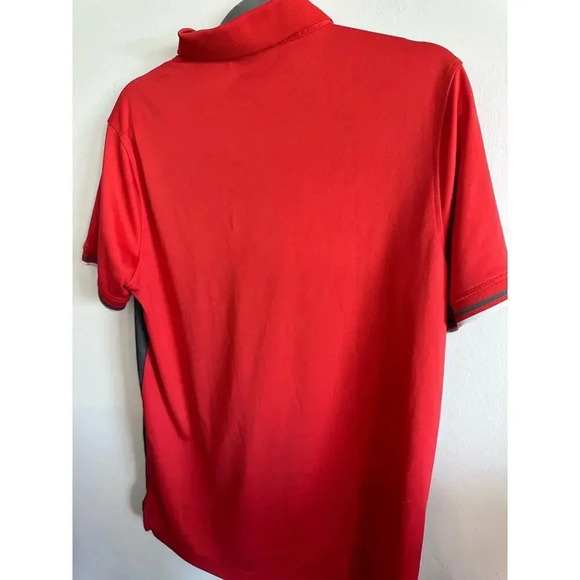 Bunker Mentality Red & Gray Short Sleeve Button Up Striped Polo Shirt Size Small - Picture 4 of 4